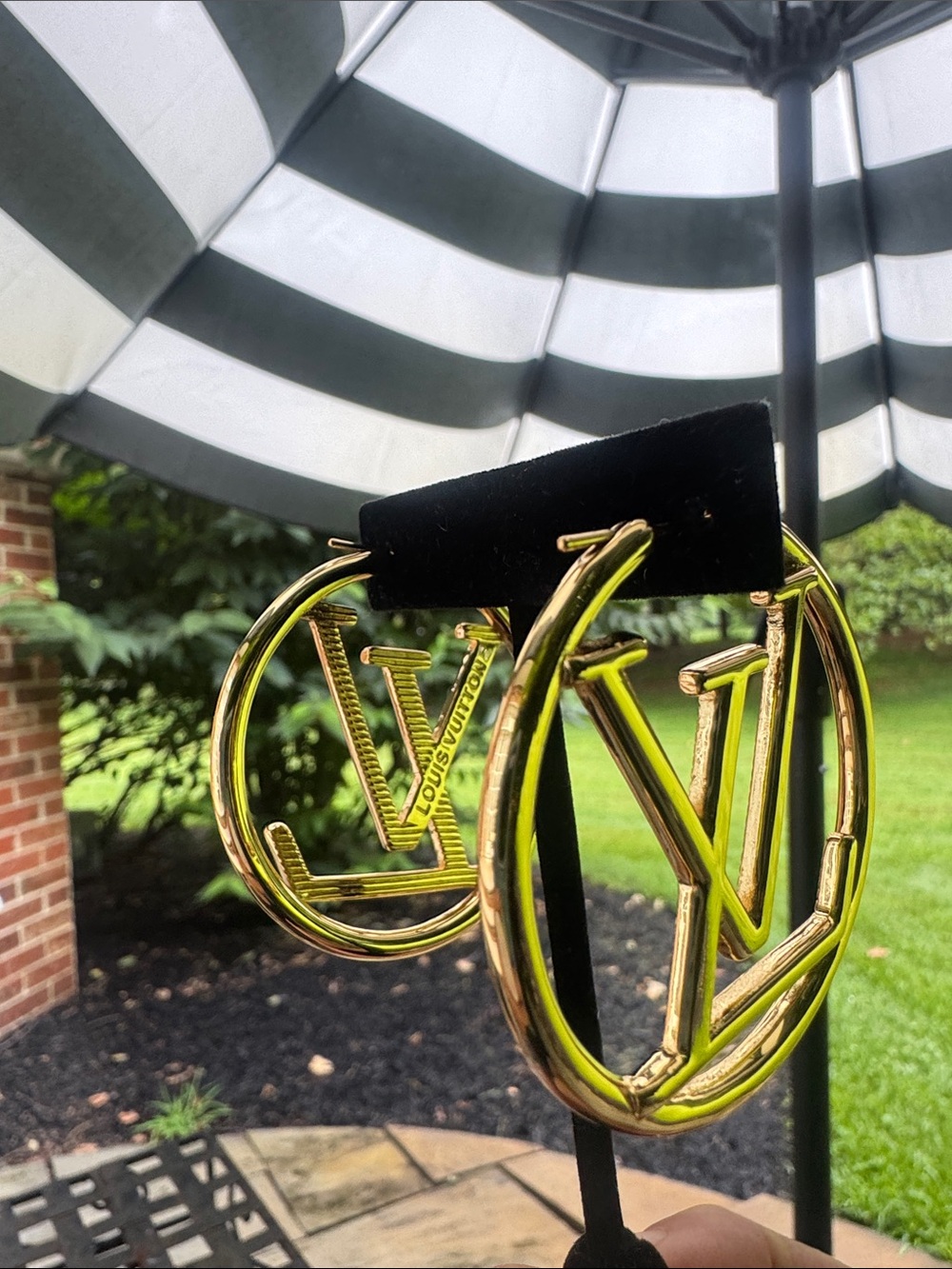 Earrings  Gold Monogram Hoops